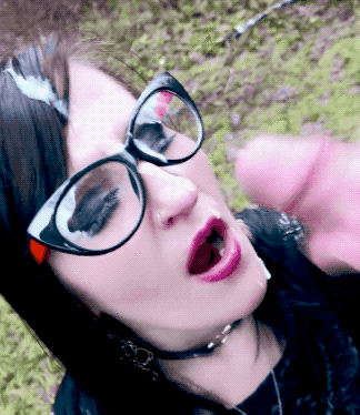 glasses wearing amateur teen gives a masturbating pov handjob