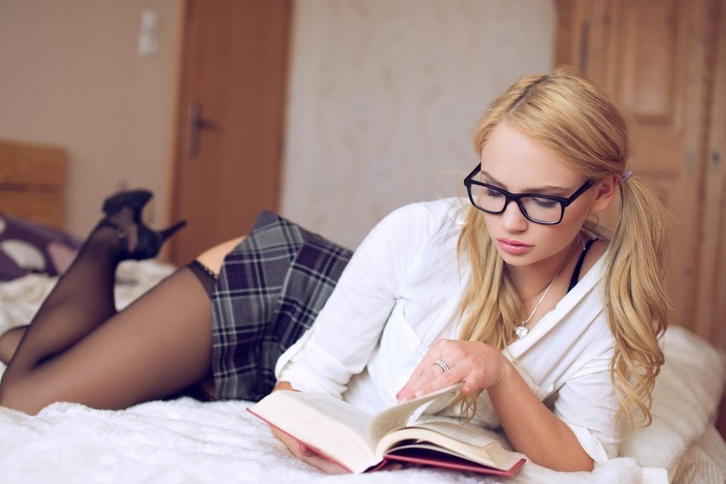 positions for eating a girl out #glasses  #nerd  #bookworm  #stockings  #reading  #heels  #StockingsandHeels  #plaidskirt  #onbed  #blonde